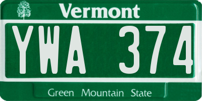 VT license plate YWA374