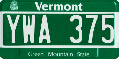 VT license plate YWA375