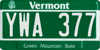VT license plate YWA377