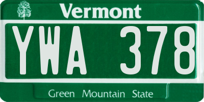 VT license plate YWA378