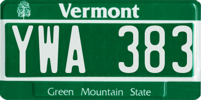 VT license plate YWA383