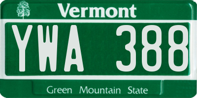VT license plate YWA388