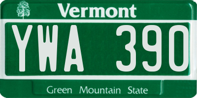 VT license plate YWA390