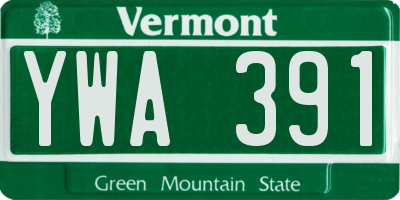 VT license plate YWA391