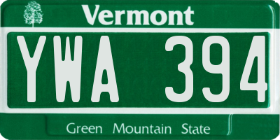VT license plate YWA394