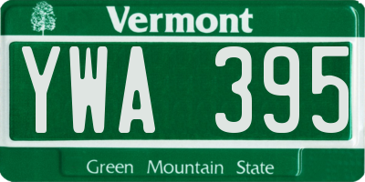 VT license plate YWA395