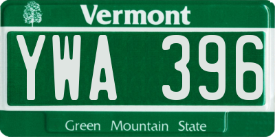 VT license plate YWA396