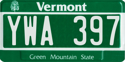 VT license plate YWA397