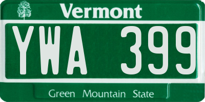VT license plate YWA399