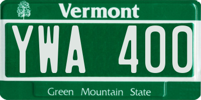 VT license plate YWA400