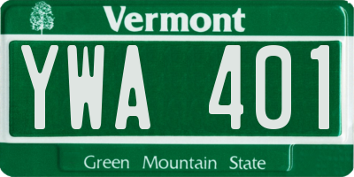 VT license plate YWA401