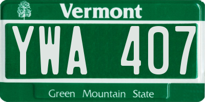 VT license plate YWA407