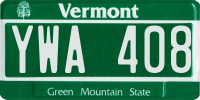 VT license plate YWA408