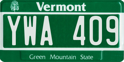 VT license plate YWA409