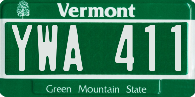 VT license plate YWA411