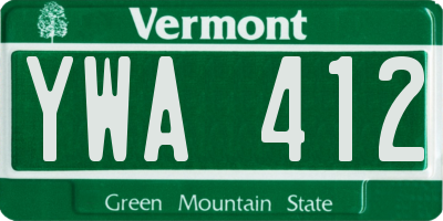 VT license plate YWA412