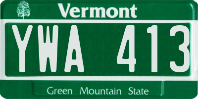 VT license plate YWA413