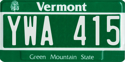 VT license plate YWA415