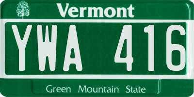 VT license plate YWA416