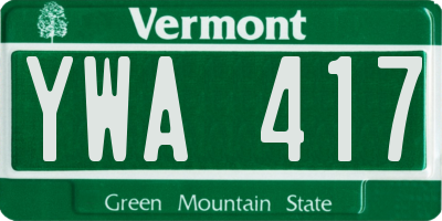 VT license plate YWA417
