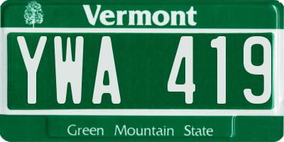 VT license plate YWA419
