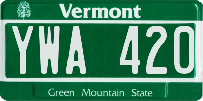 VT license plate YWA420