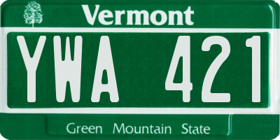 VT license plate YWA421