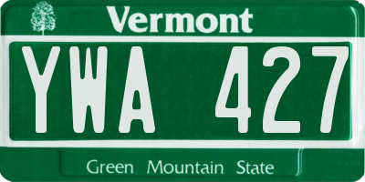 VT license plate YWA427