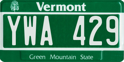 VT license plate YWA429