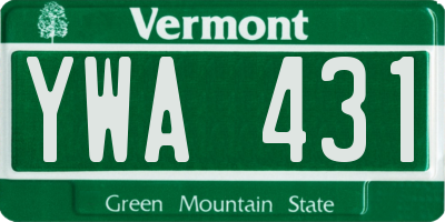 VT license plate YWA431