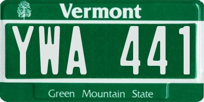 VT license plate YWA441