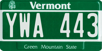 VT license plate YWA443