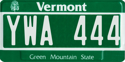 VT license plate YWA444