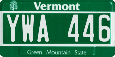 VT license plate YWA446