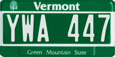 VT license plate YWA447
