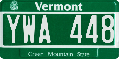 VT license plate YWA448