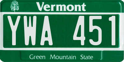 VT license plate YWA451