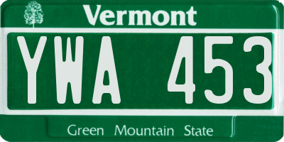 VT license plate YWA453