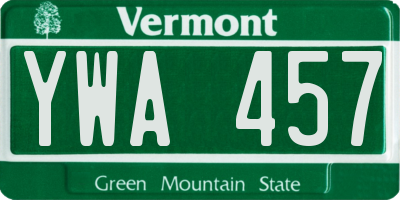 VT license plate YWA457