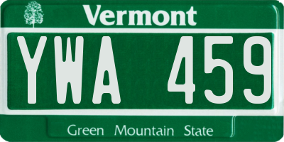 VT license plate YWA459