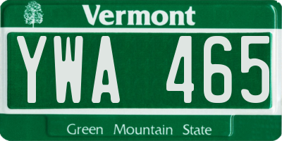 VT license plate YWA465