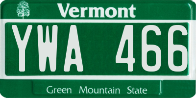 VT license plate YWA466