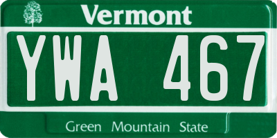 VT license plate YWA467