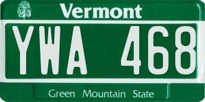 VT license plate YWA468