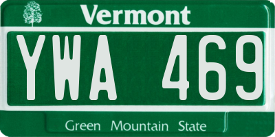 VT license plate YWA469