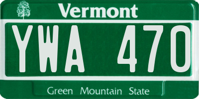 VT license plate YWA470