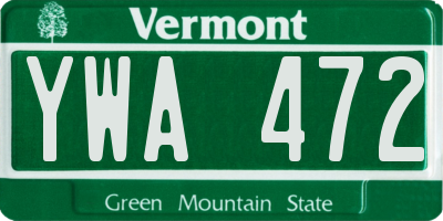 VT license plate YWA472