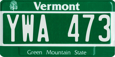 VT license plate YWA473