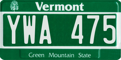 VT license plate YWA475