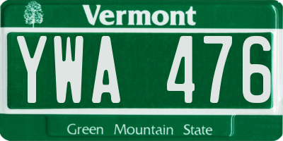 VT license plate YWA476
